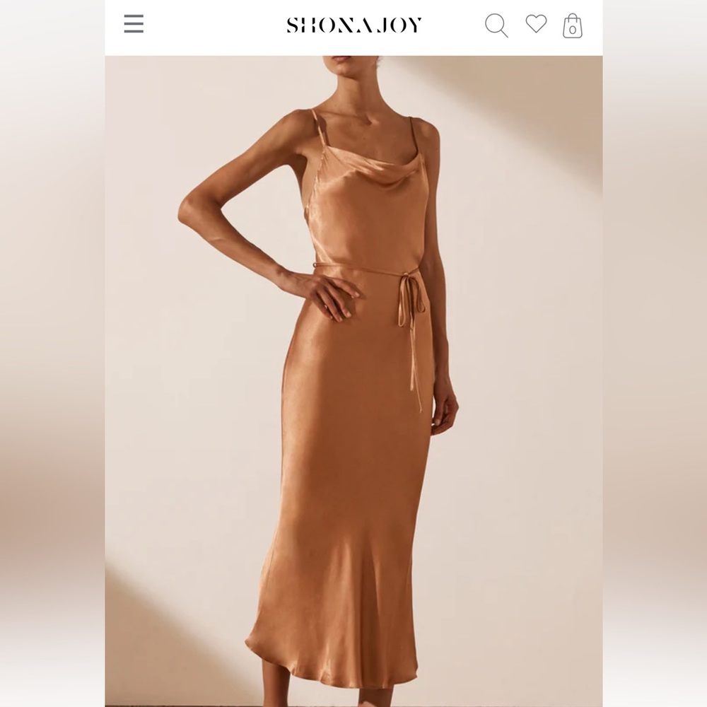 Shona Joy La Lune Bias Cowl MIDI Dress Size 2 - Copper